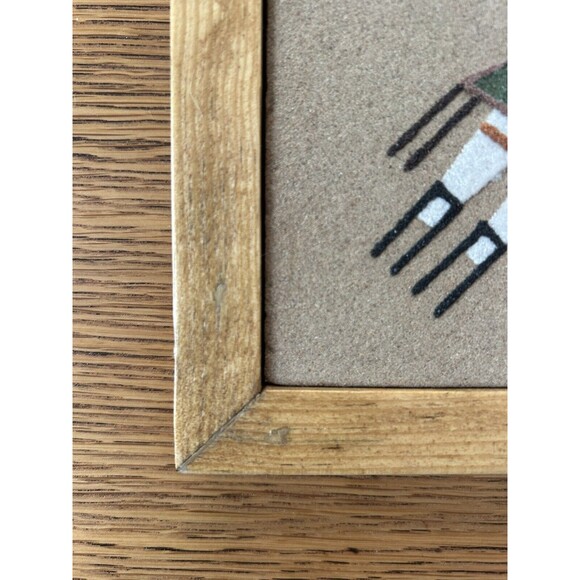 VTG Navajo Sand Art Painting Rainbow Ceremony 6.5”x10.5” Framed Signed Yazzie - Picture 3 of 9